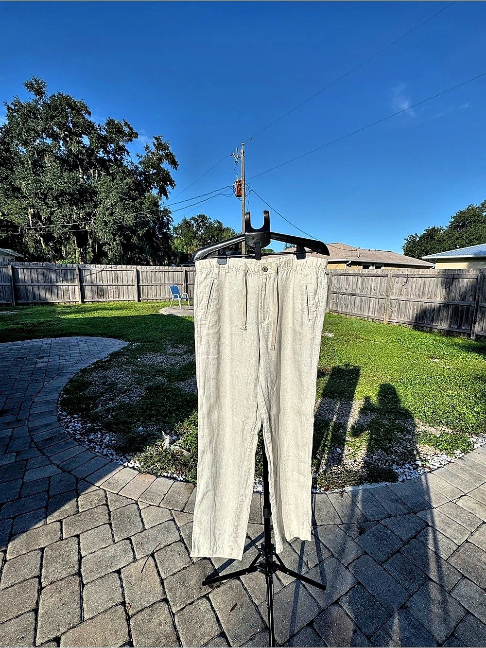 Tasso Elba Island linen blend wide-leg pants Wide Leg Cream Pants Size Large